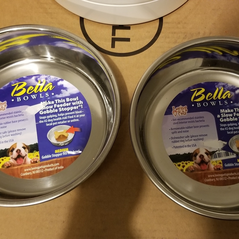 (2) Loving Pets Bella Bowls Medium Merlot